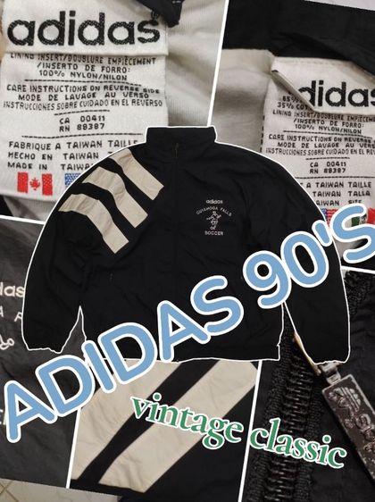 ดำ L แขนยาว เสื้อแจ็คเก็ต | เสื้อคลุม เสื้อ adidas🏃❄️วินเทจ 90's
