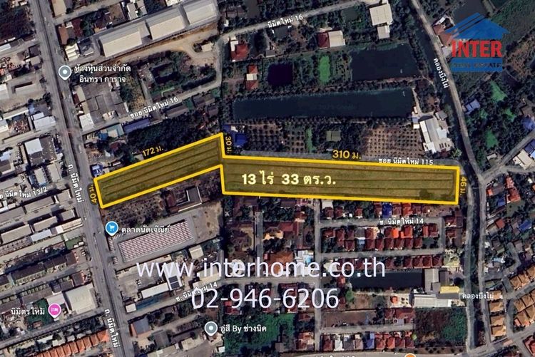 ที่ดินเปล่า 13 ไร่ 33 ตร.ว. ที่ดิน ระหว่างซอยนิมิตใหม่14 -16 ใกล้ตลาดนัดเจ๊ณีย์ ใกล้แยกวัดแสนสุข ระหว่างซอยนิมิตใหม่14 -16 ถนนนิมิตรใหม่ รูปที่ 2