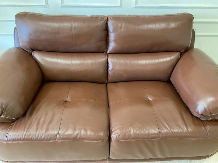 โซฟา 2 ที่นั่ง เบาะหนังเเท้ ผิวสัมผัส สีน้ำตาล ยี่ห้อ KONCEPT รูปที่ 9