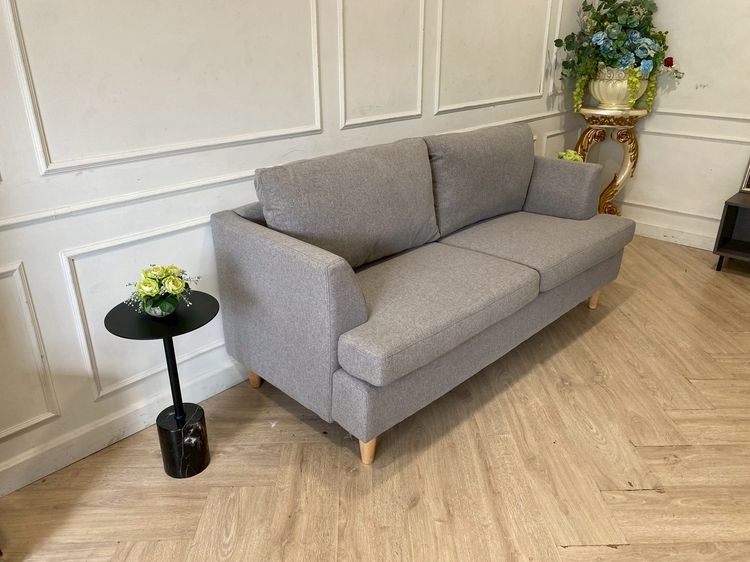 โซฟา 2 ที่นั่ง เบาะผ้า สีเทา สไตล์โมเดิร์น (สินค้าใหม่) รูปที่ 2