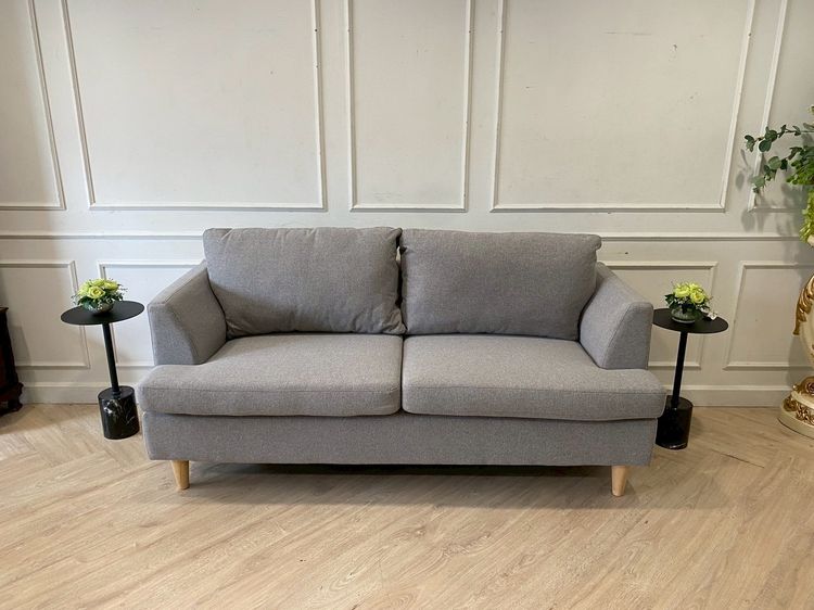 โซฟา 2 ที่นั่ง เบาะผ้า สีเทา สไตล์โมเดิร์น (สินค้าใหม่)