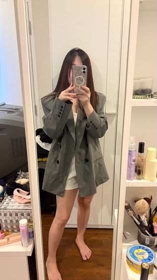 เบเซอร์ Zara Oversize Pinsrripe สีเทา  รูปที่ 6
