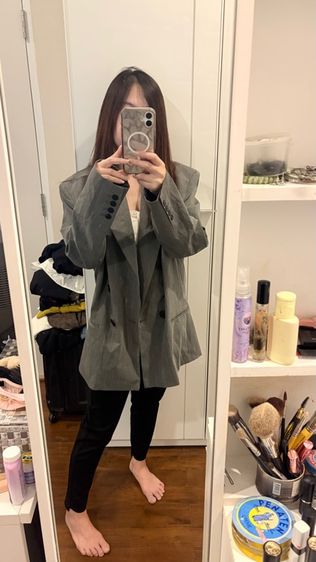 เบเซอร์ Zara Oversize Pinsrripe สีเทา  รูปที่ 7