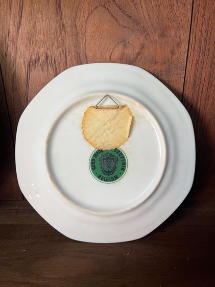 จานกระเบื้อง แปดเหลี่ยม งานยุโรป เก่าสะสม รูปที่ 2