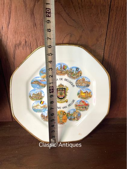 จานกระเบื้อง แปดเหลี่ยม งานยุโรป เก่าสะสม รูปที่ 3