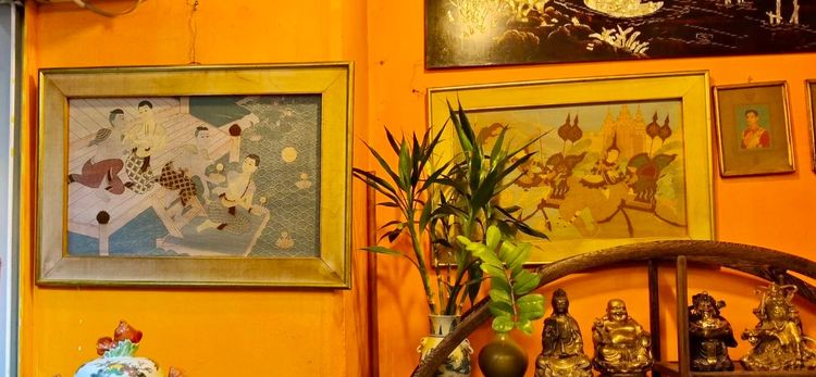 กรอบรูปภาพโบราณ กรอบรูปไม้งานของเก่า กว้าง 31 นิ้ว สูง 21 นิ้วครึ่ง