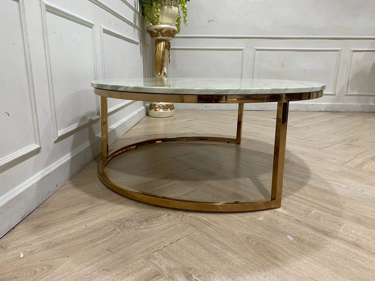 โต๊ะกลม ขาเหล็ก ท็อปหินอ่อน สีขาว รูปที่ 4