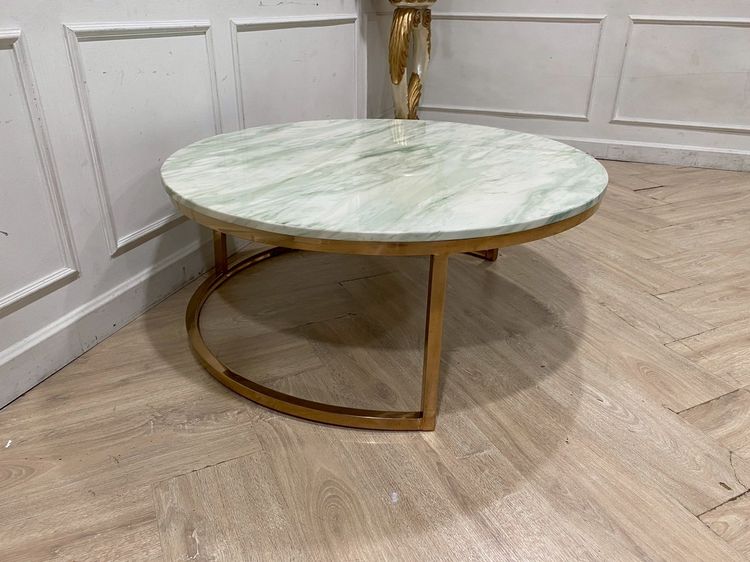 โต๊ะกลม ขาเหล็ก ท็อปหินอ่อน สีขาว รูปที่ 5