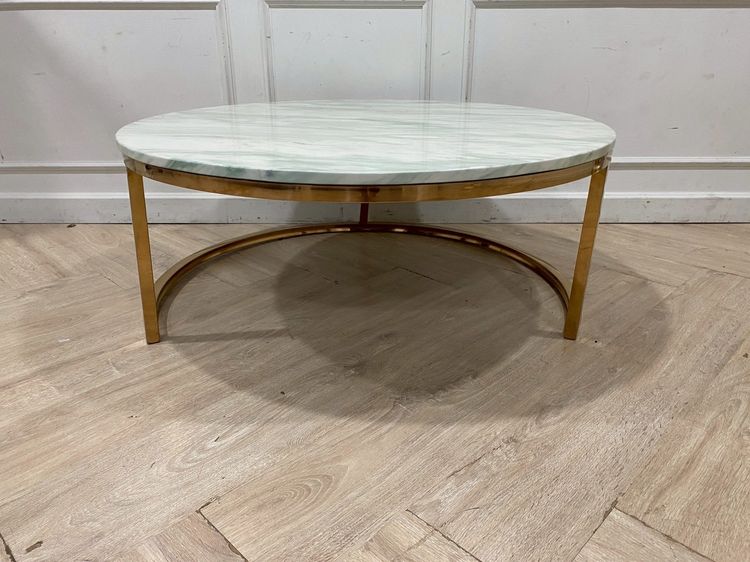 โต๊ะกลม ขาเหล็ก ท็อปหินอ่อน สีขาว รูปที่ 2