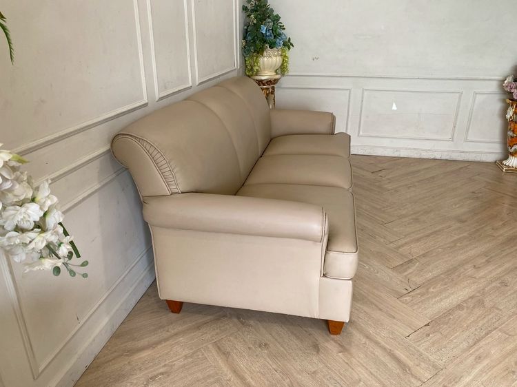 โซฟา 3 ที่นั่ง เบาะหนัง สีครีม รูปที่ 5