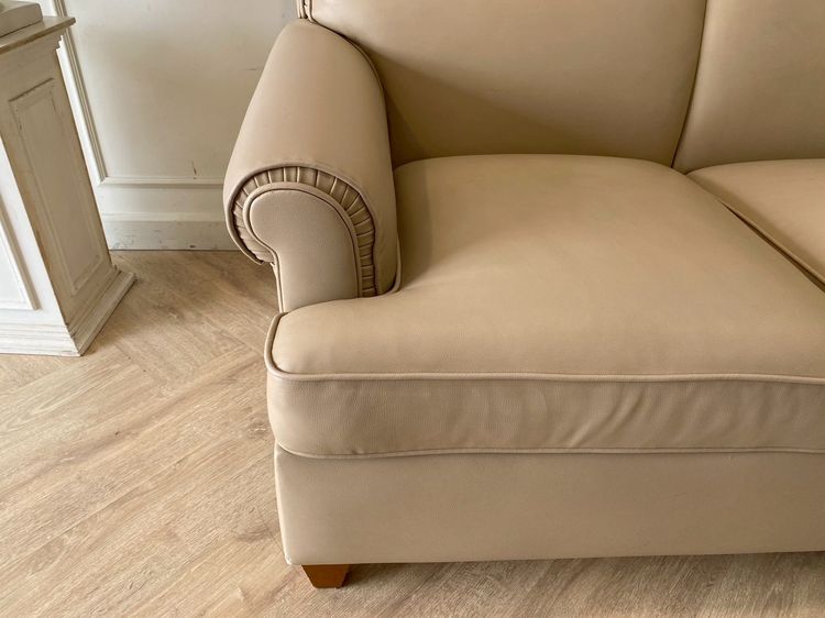 โซฟา 3 ที่นั่ง เบาะหนัง สีครีม รูปที่ 7