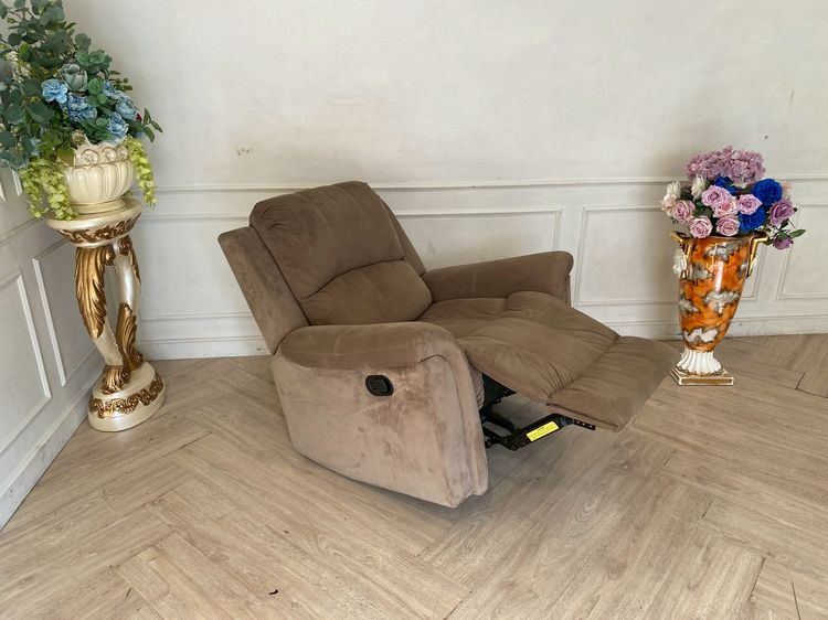 เก้าอี้พักผ่อน 1 ที่นั่ง เก้าอี้ปรับเอนนอน โซฟาพักผ่อน เบาะผ้า สีเทา Caution  รูปที่ 7