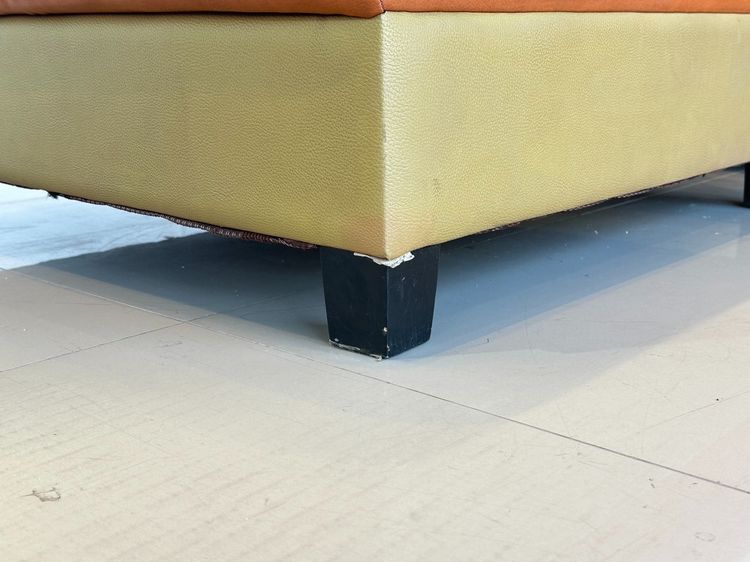 โซฟา 3 ที่นั่ง พร้อมสตูล หุ้มหนังเทียม สีน้ำตาลเข้ม รูปที่ 15