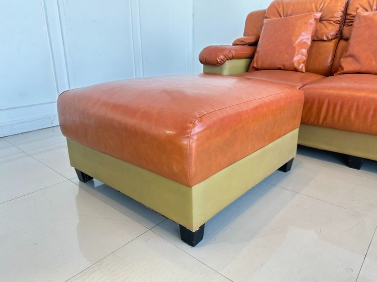 โซฟา 3 ที่นั่ง พร้อมสตูล หุ้มหนังเทียม สีน้ำตาลเข้ม รูปที่ 14