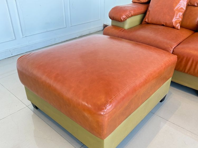 โซฟา 3 ที่นั่ง พร้อมสตูล หุ้มหนังเทียม สีน้ำตาลเข้ม รูปที่ 13