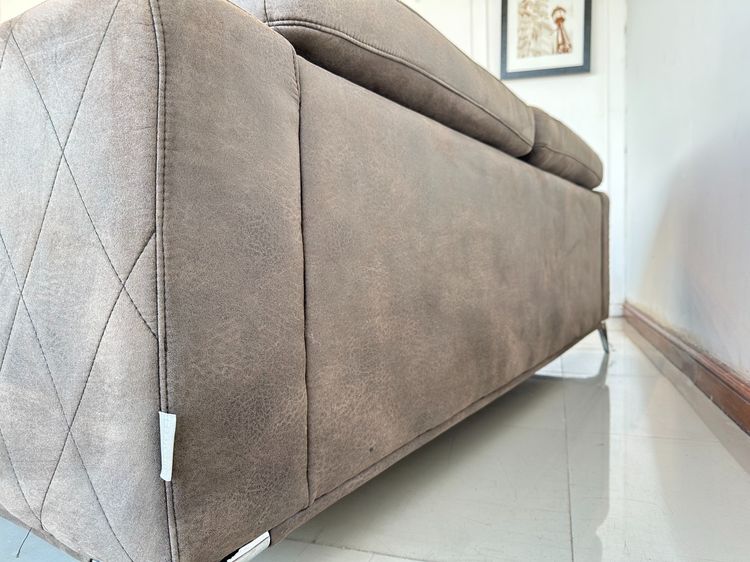 โซฟา 2-3 ที่นั่ง แบรนด์ SB เบาะผ้าสีน้ำตาล ขาเหล็ก พักคอปรับได้  รูปที่ 6