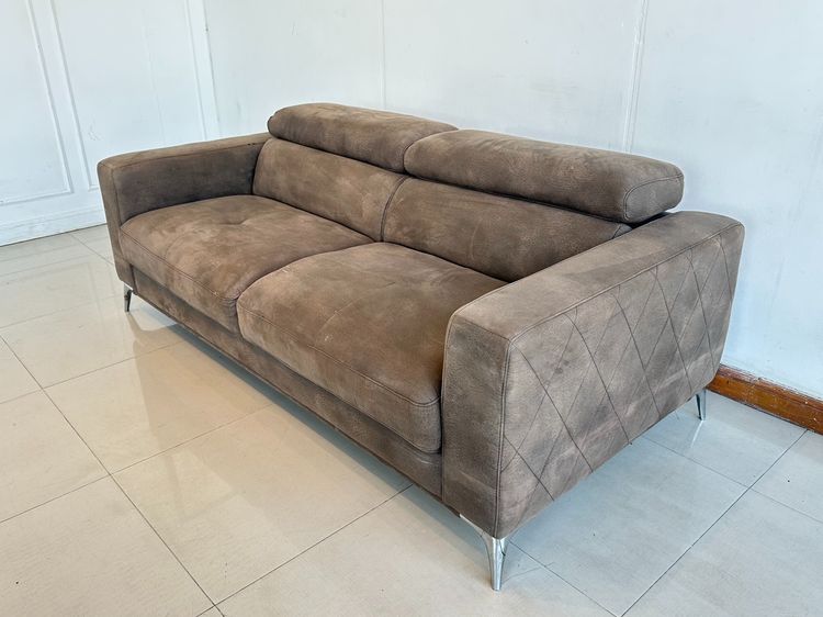 โซฟา 2-3 ที่นั่ง แบรนด์ SB เบาะผ้าสีน้ำตาล ขาเหล็ก พักคอปรับได้  รูปที่ 4