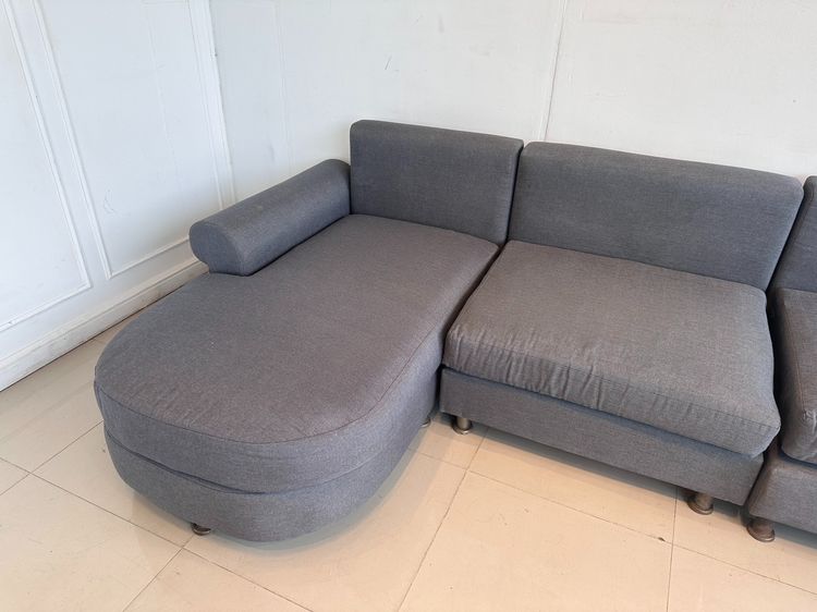 โซฟาแอล 3-4 ที่นั่ง เบาะผ้าสีเทา แขนม้วน รูปที่ 8