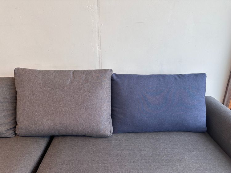 โซฟาแอล 3-4 ที่นั่ง เบาะผ้าสีเทา แขนม้วน รูปที่ 5