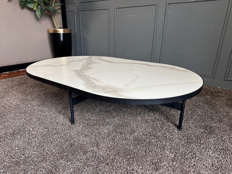 โต๊ะกลาง ท็อปหินแกรนิตสีขาว โครงขาเหล็กสีดำ  รูปที่ 4