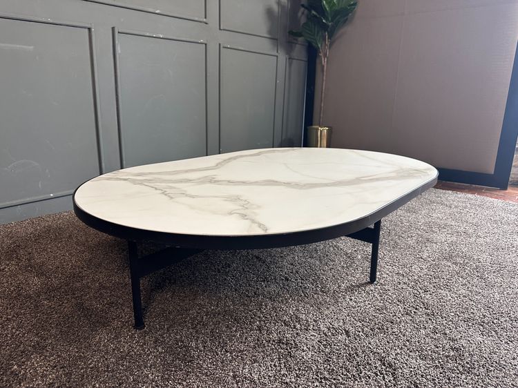 โต๊ะกลาง ท็อปหินแกรนิตสีขาว โครงขาเหล็กสีดำ  รูปที่ 6