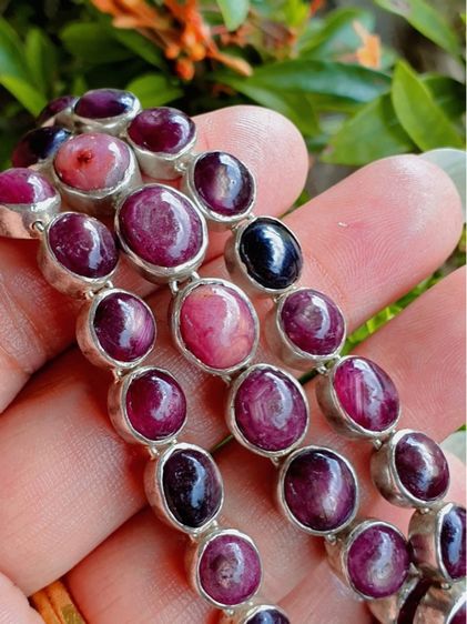 สร้อยคอทับทิมดิบ🩷 มี Star เงินแท้ 925 นน. 54 กรัมยาว 20 นิ้ว  งานเก่าสภาพงานสวยพร้อมใช้  รูปที่ 2