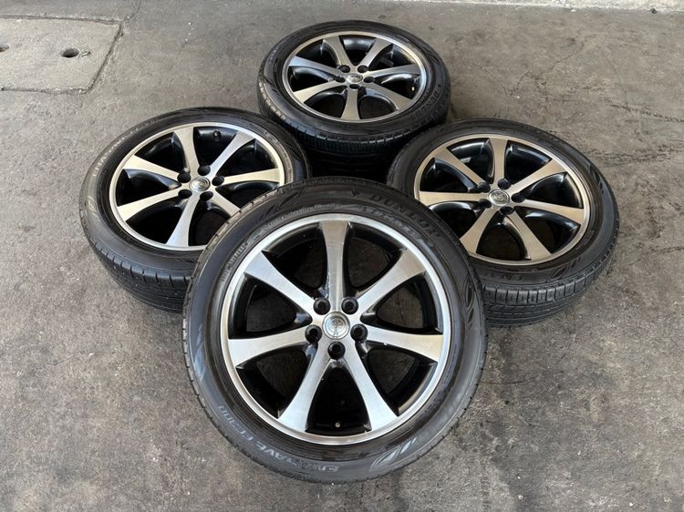 17" ล้อแม็กขอบ17 TOYOTA WISH ใส่ ALTIS ได้เลยจ้า มีรอยตามการใช้งาน พร้อมยางDUNLOP215-50-17 ปี23 ปีแท้ 