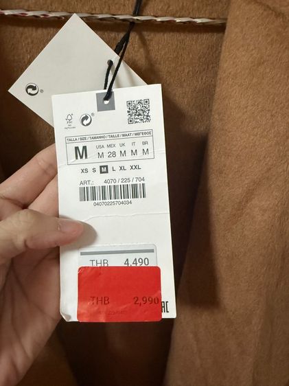 ZARA Camel Coat (new(ป้ายยังอยู่ขายต่อเพียง 1,700 บาทจากราคาเต็ม 4,490 รูปที่ 2