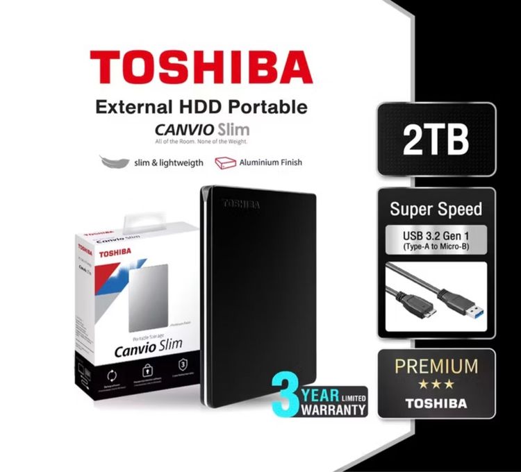 Toshiba External HDD (2TB) USB 3.2  SuperSpeed,(Canvio Slim)  Security Auto-backup 2.5" สีดำ ฮาร์ดดิสพกพา (HDTD320AK3EA) รูปที่ 11