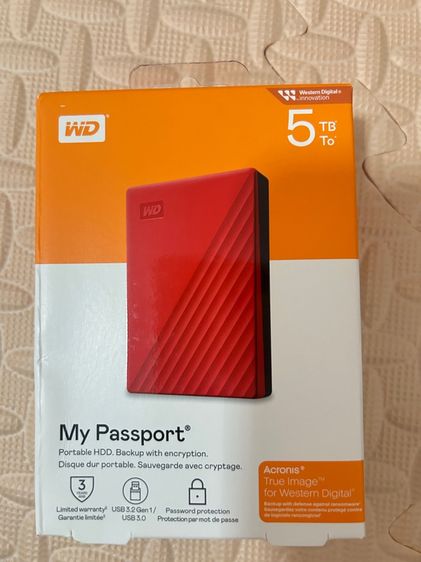 WD External Harddisk 5TB ฮาร์ดดิสก์แบบพกพา My Passport, USB 3.0 External HDD 2.5" ฮาร์ดดิสก์แบบพกพา ประกันSynnex3ปี