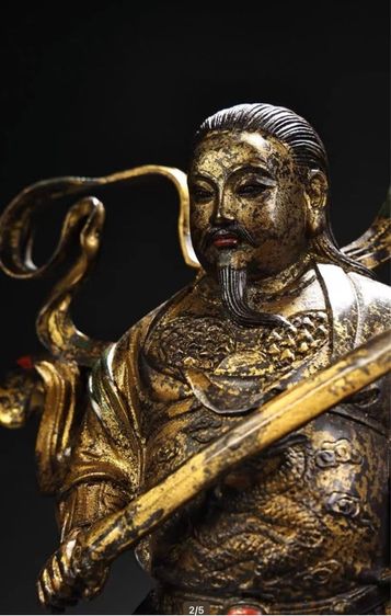 ✨รูปปั้นสัมฤทธิ์เก่าของเสวียนหวุ่มหาราช และเจินหวู่มหาราช ปิดทองเก่าโบราณ 