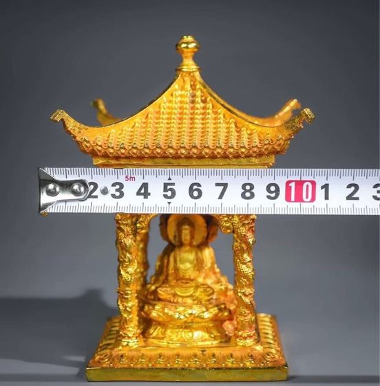 ✨พระพุทธรูปเจดีย์ทองแบบย้อนยุค 3 ด้าน  ศาลา พระพุทธรูปสำริด ของเก่าสะสม  รูปที่ 2