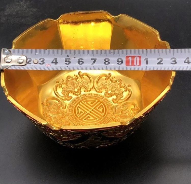 ✨ว้าวมาก ชามทองเหลืองปิดทอง ลวดลายแปดเชี่ยน  รูปที่ 4