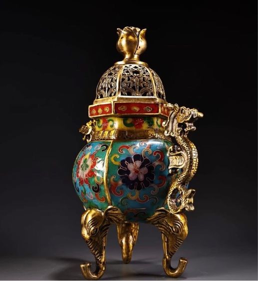 ✨เตาเผาธูปหรือที่ไส่ธูปกำยาน (ถมปัด) งดงาม  รูปที่ 2