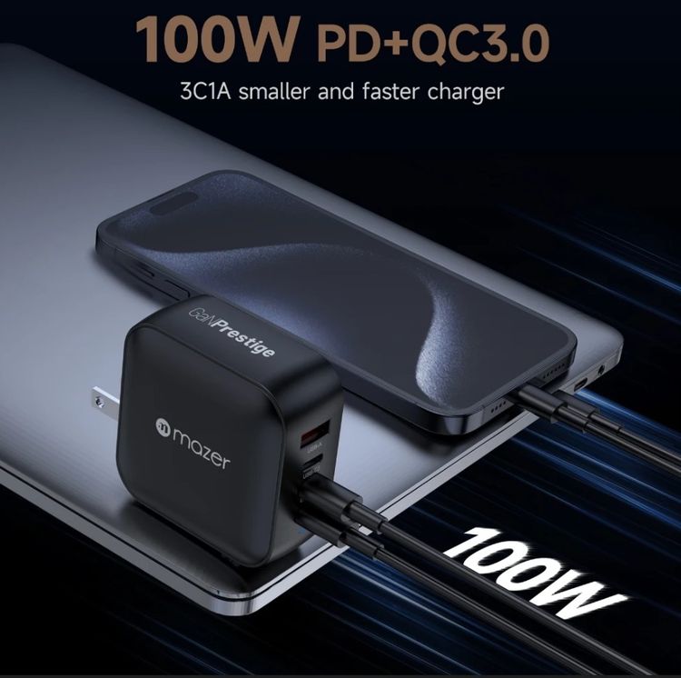  หัวชาร์จ 100W PPS GaN Pres-tige ปลอดภัย คุณภาพสูง แถมสาย แถมหัวเปลี่ยน รูปที่ 12