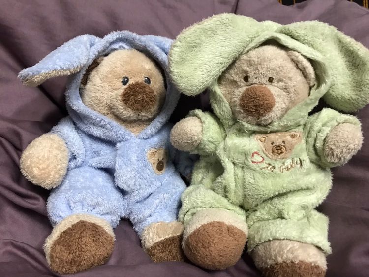 ตุ๊กตาหมี “TY” ใส่ชุดฮู๊ดกระต่าย มาเป็นคู่ น่ารักมาก rare item เลยทีเดียว