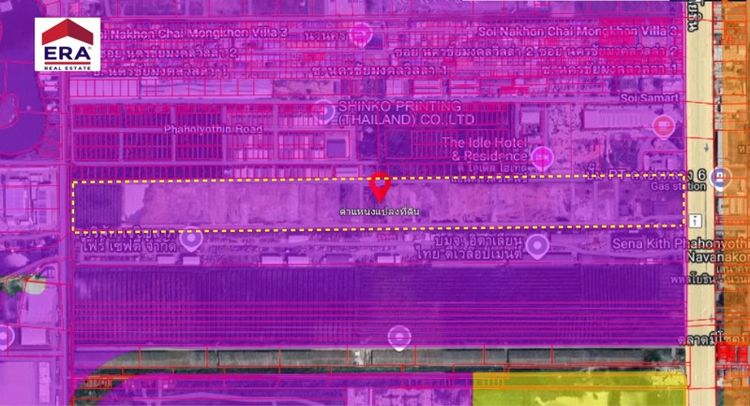 ขายที่ดิน สีม่วง ถนนพหลโยธิน นวนคร พื้นที่ 110-3-35 ไร่ ต.คลองหนึ่ง อ.คลองหลวง จ.ปทุมธานี