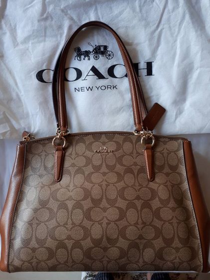 กระเป๋าถือ COACH  แท้จาก Outlet UK ใบใหญ่ Coated canvas ลาย Signature  รูปที่ 12