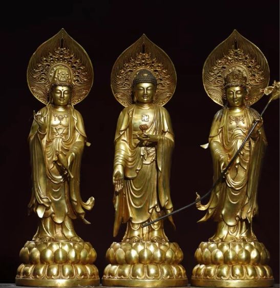 ✨พระพุทธรูป“ทรงตันตระ”ประดับพระตรีเอกภาพ พระอมิตาก“พระอโวโลกิเตศวร เก่าโบราณ 