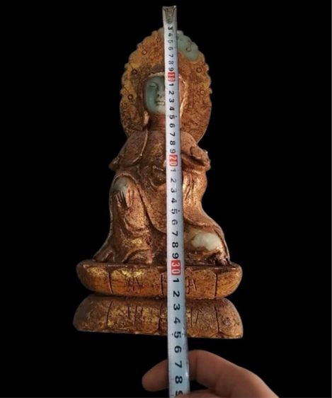 ✨เจ้าแม่กวนอิมปิดทอง(หินหยกแกะสลัก)งานปรานีต 