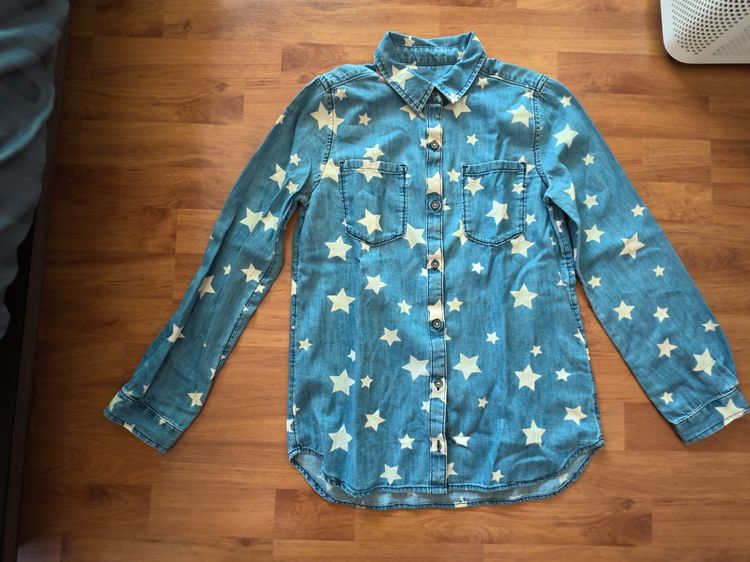 ไม่ระบุ เสื้อ Jacket สีฟ้า แขนยาว ลายดาว ยี่ห้อ Gap Kids size XL เด็ก