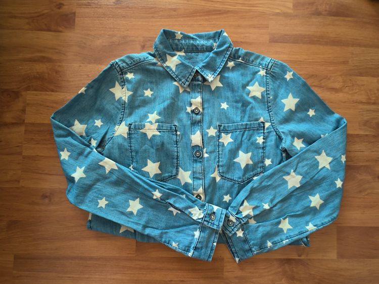 เสื้อ Jacket สีฟ้า แขนยาว ลายดาว ยี่ห้อ Gap Kids size XL เด็ก รูปที่ 3