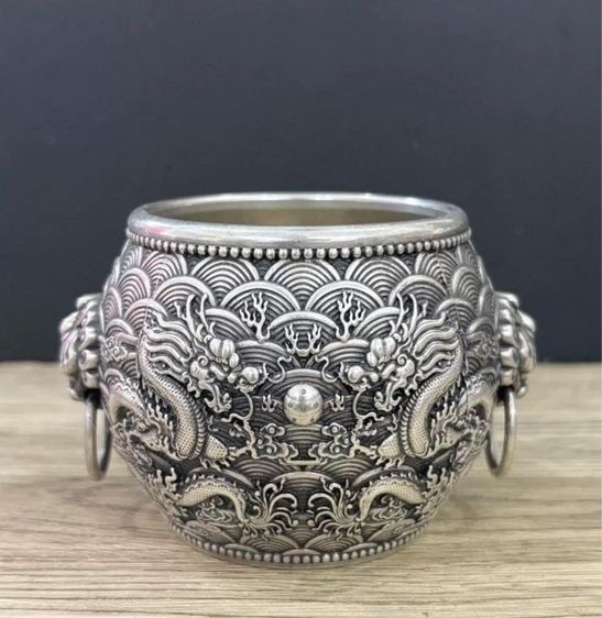 ✨โถมังกรกะไหล่เงิน (งานเก่าสะสม)สมบรูณ์ 