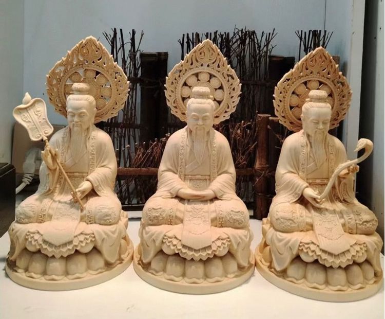 ✨งานไม้แกะฮิโนกิเก่าแท้ “พระผู้บริสุทธิ์ทั้งสาม 