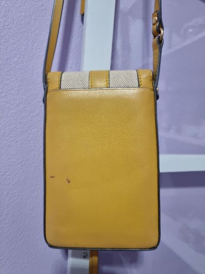 หญิง เหลือง หนังแท้ กระเป๋า Tory Burch Miller Leather Canvas Phone Crossbody Bag