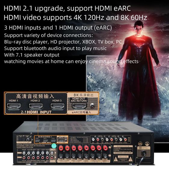 DiGiTAL AMPLiFiER DSP 7.1CH เครื่องขยายเสียง ดิจิตอลแอมพลิฟายเออร์ ยี่ห้อ KAOSHi รุ่น AV-777 SPR รูปที่ 13