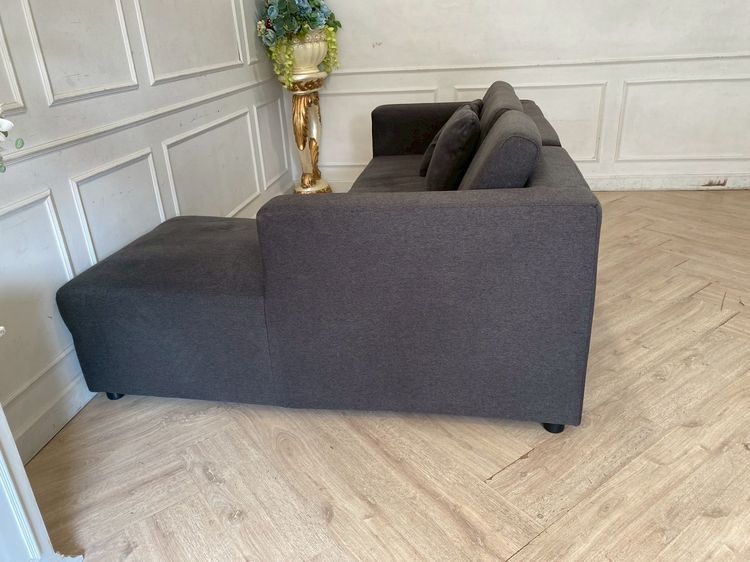 โซฟาเข้ามุมแอล 3 ที่นั่ง เบาะผ้า สีเทาเข้ม รูปที่ 6