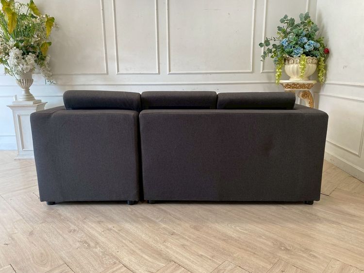 โซฟาเข้ามุมแอล 3 ที่นั่ง เบาะผ้า สีเทาเข้ม รูปที่ 5