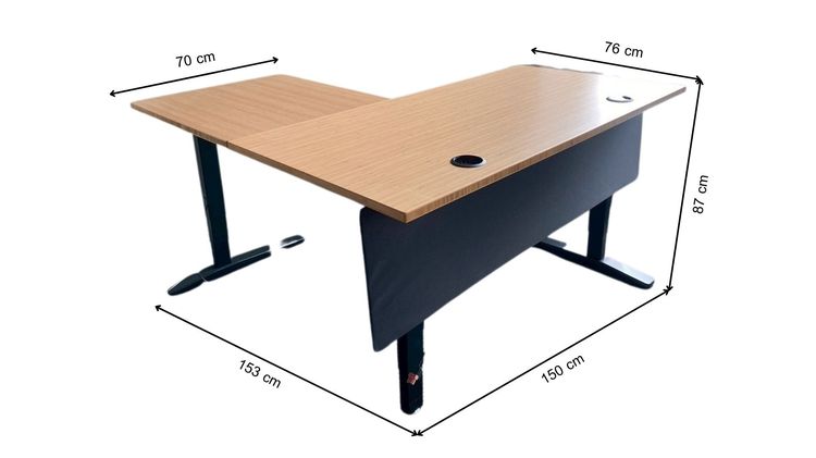 โต๊ะทำงาน ปรับยืน Uplift Desk เข้ามุมแอล ขาเหล็กสีดำ พร้อมรางปลั๊กไฟ กว้าง 150 cm รูปที่ 3