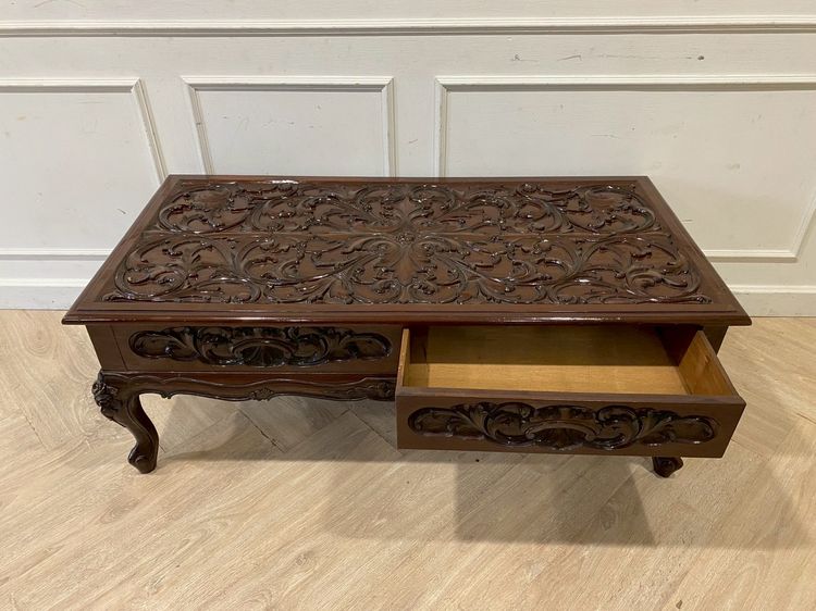 ชุดโซฟาหลุยส์ไม้ เบาะผ้า สีทอง รูปที่ 11